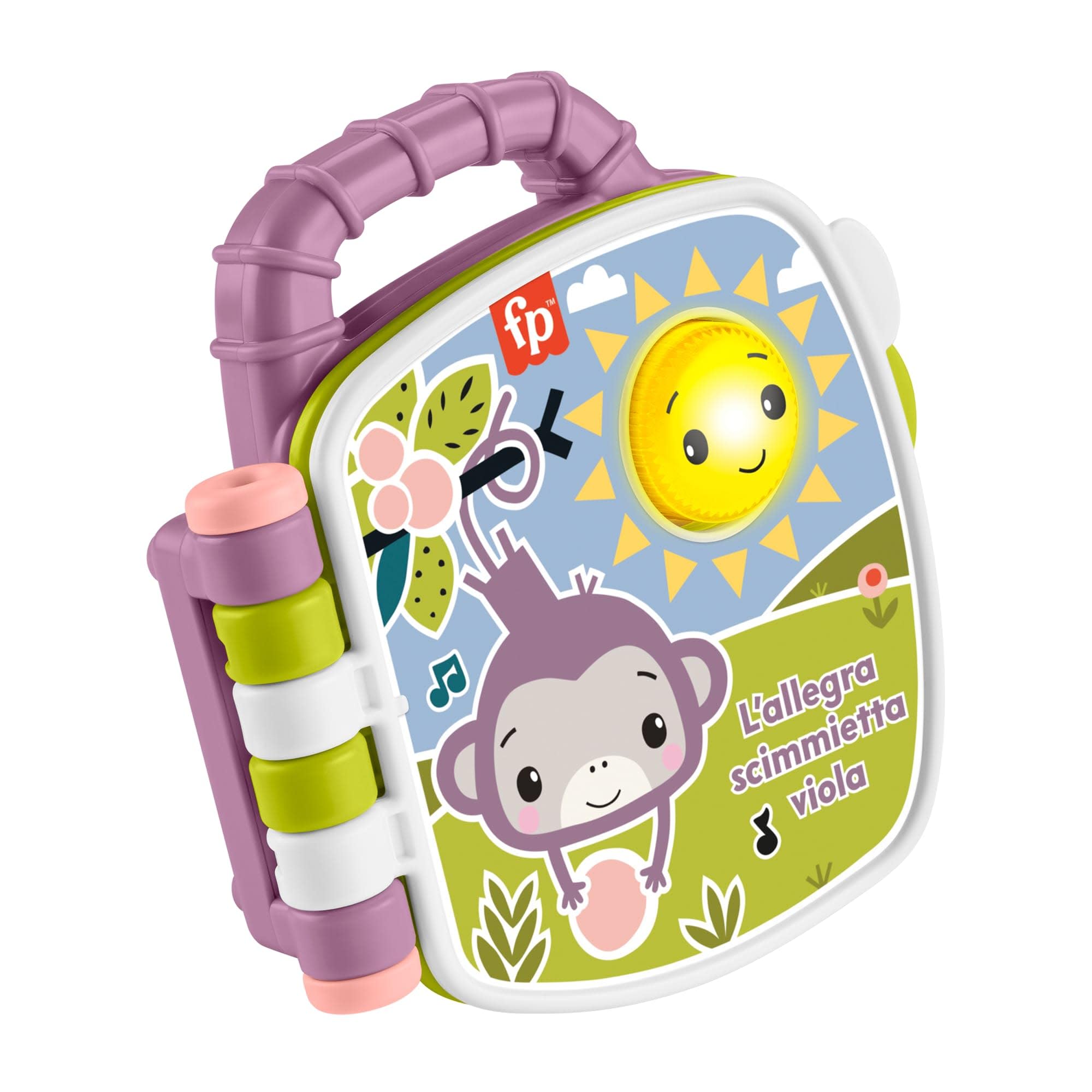 Fisher-Price - Il Libro delle canzoncine della Scimmietta Viola, libro musicale con luci e suoni per l'apprendimento, versione italiana, giocattolo per bambini, 6+ mesi, JFN06