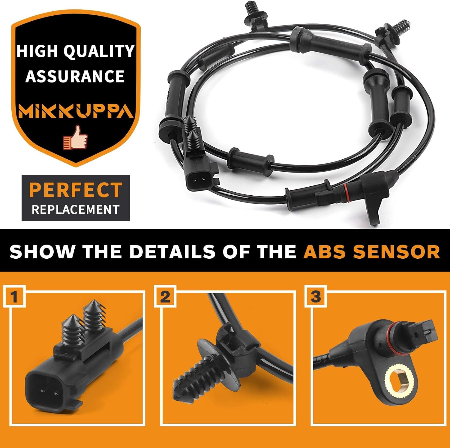 MIKKUPPA 695-900 ABS Wheel Speed Sensor, Front Left/Right 695-900 68003281AC Compatible with 2007-2018 Jeep Wrangler JK
