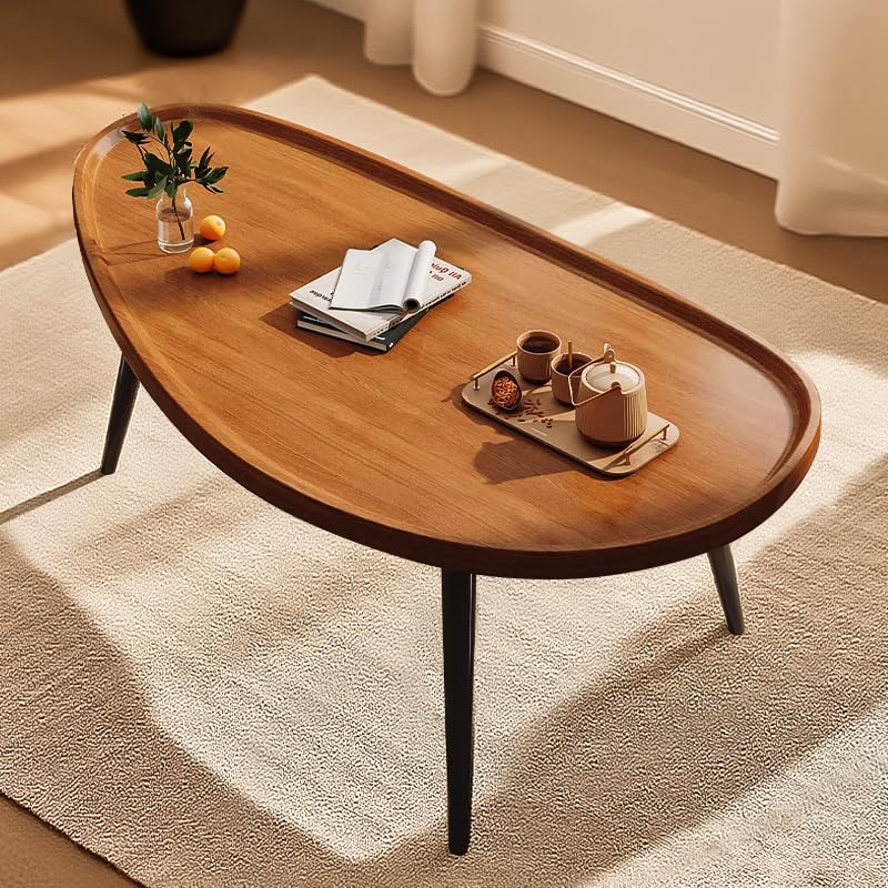 Mid Century Wooden Tea Tables Natural Mango Shaped Wood Coffee Table Center Table for Living Room Modern Modern Coffee Tables for Small Living Room Bedroom Office Wood
