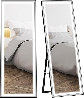 Comprar HOMCOM Espejo de Pie Cuerpo Entero con Luces, 165x60 cm, Espejo de Cuerpo Entero, 3 Temperaturas de Color, Brillo Ajustable, Independiente, Apoyado y de Pared, para Dormitorio, Salón, Blanco y Negro