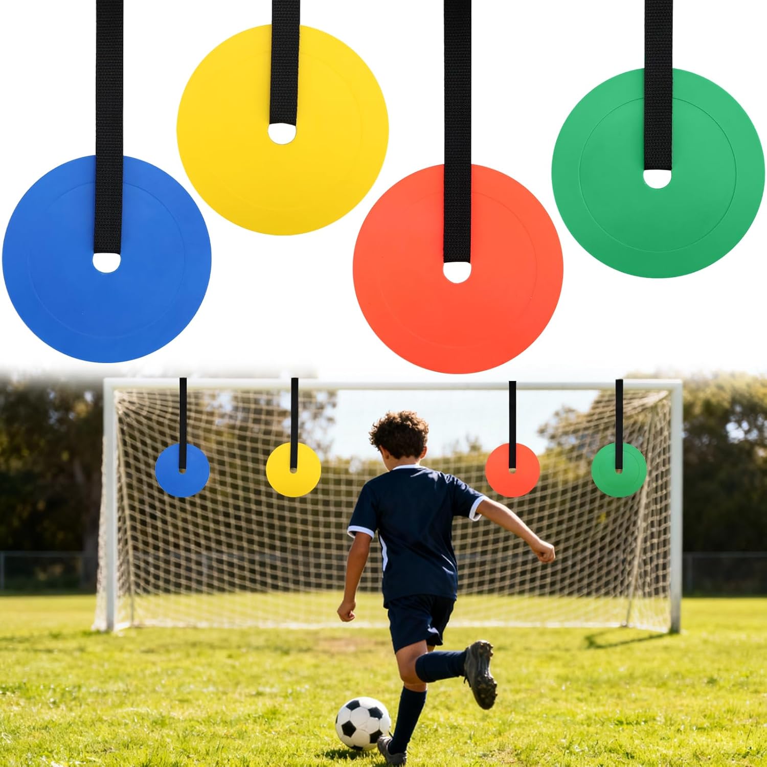 Football Goal Targets Football Target 15 cm Football Goal Targets Football Goal with Adjustable Football Target with 2M Adjustable, Extra Long Strips for Shooting Accuracy Improvement
