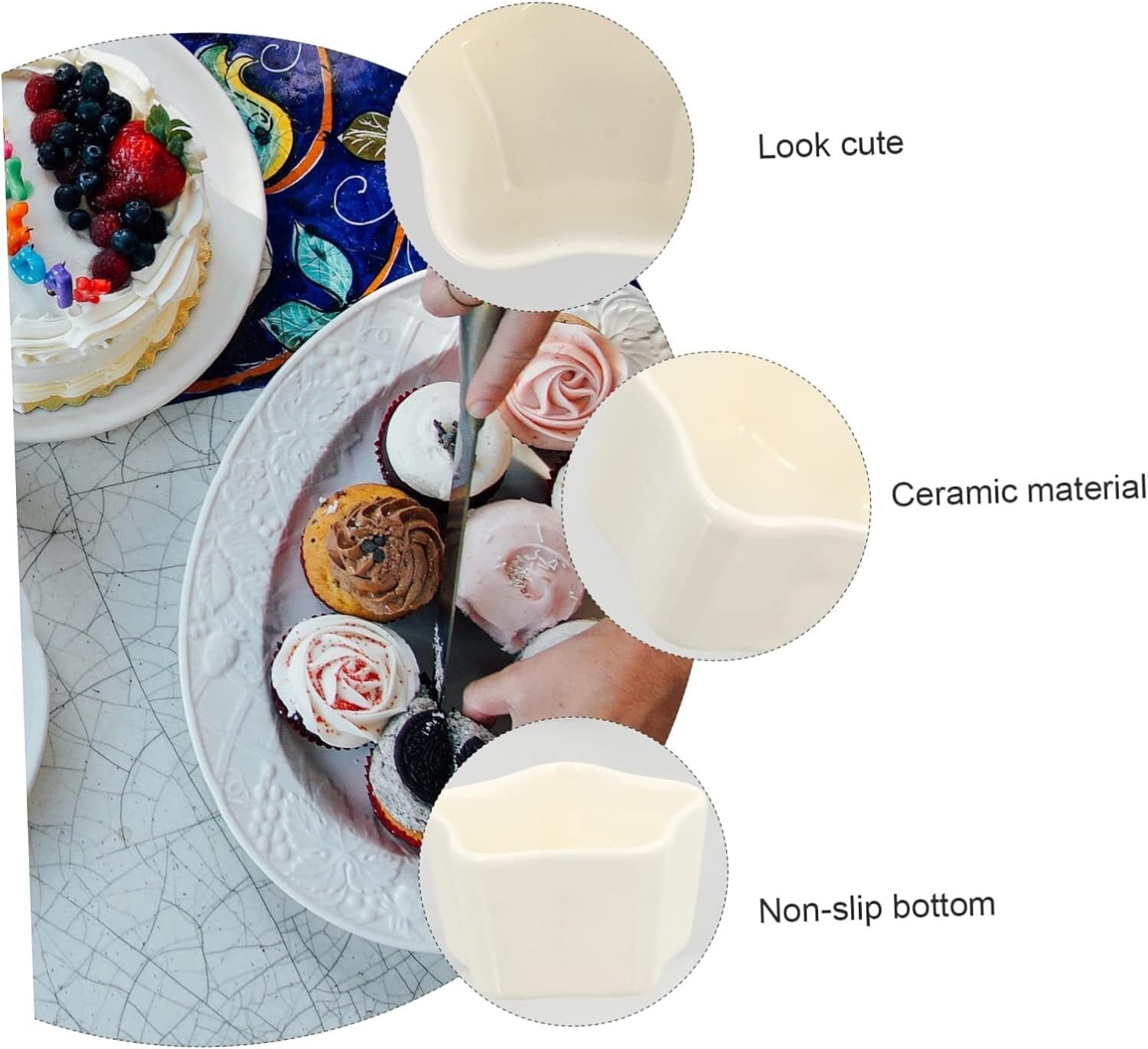 Ceramiczne miseczki do maczania, 5 szt. Kubki porcelanowe Mini formy do pieczenia Mini foremki do pieczenia Formy do pieczenia ciast Porcelanowe miski do ramekinu Formy do ciasta Formy do ciast Kubki