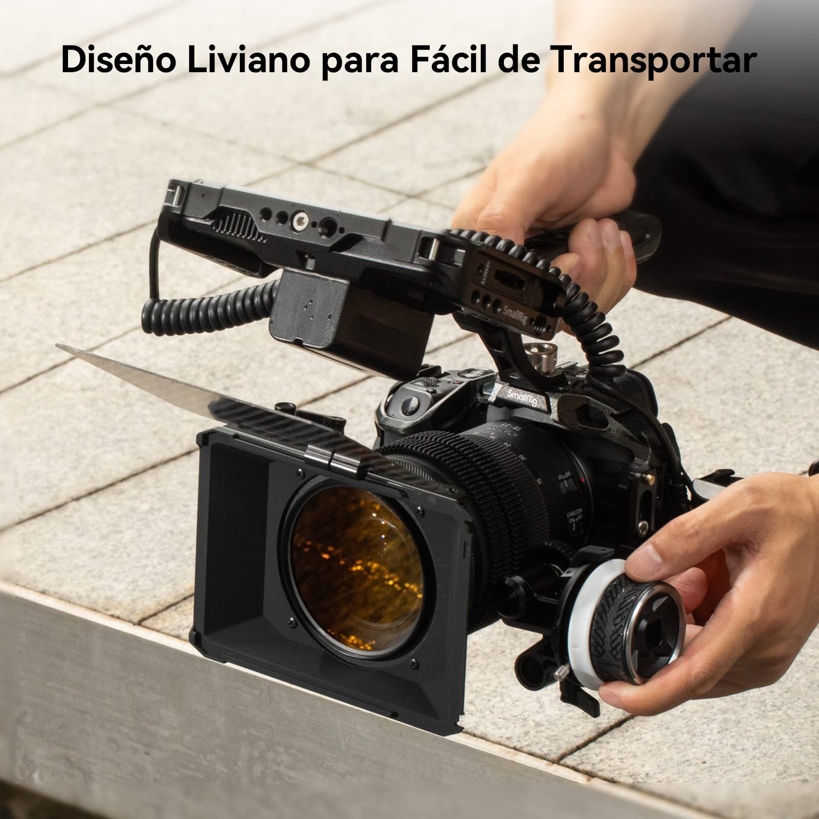 SMALLRIG Mini Matte Box Lite con Bandera Superior para Cámaras DSLR y sin Espejo, Caja Mate Compatible con Lentes de 67mm/72mm/77mm/82mm/95mm, Viene con Bandeja de Filtro - 3575