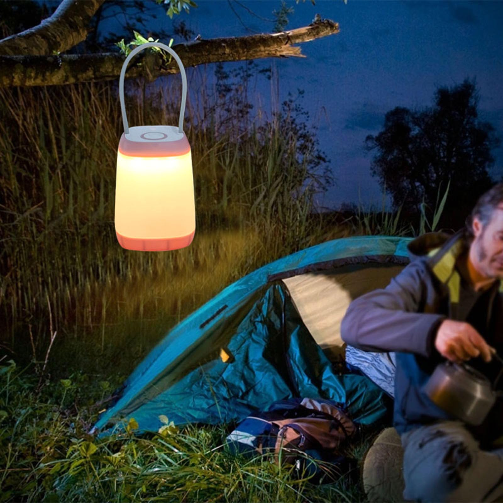 Lot de 3 lampes de camping LED portables 3 modes pour randonnée, camping, randonnée, éclairage d'urgence alimenté par piles pour extérieur et intérieur
