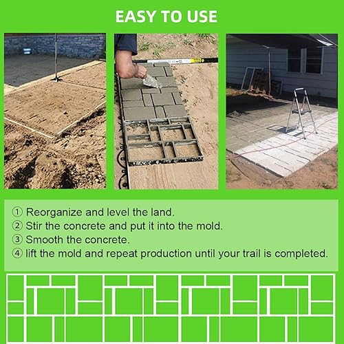Miniatura 2 de CJGQ Moldes de hormigón reutilizables de 17.5 x 15.5 x 1.5 pulgadas, para pavimentar caminos de bricolaje para jardín, patio, 10 rejillas