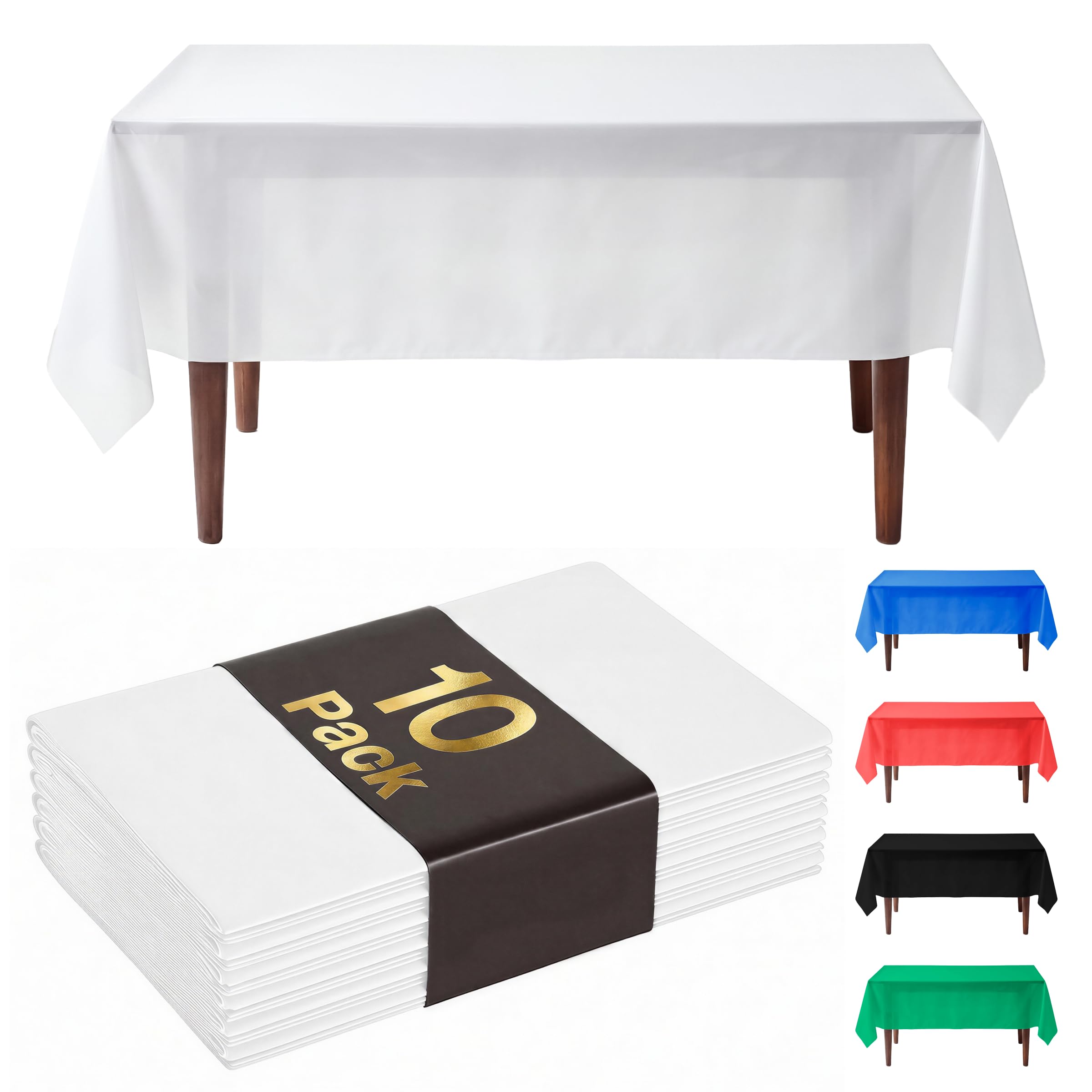 Auros White Premium Plastic Tablecloths 10 Pack - decorations | Mubboo
