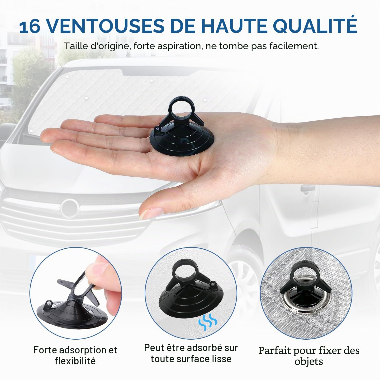 Pare-Soleil de Pare-Brise de Voiture Compatible avec 2015-2025 Renault Trafic, Lot de 3 Pliables Pare-Soleil pour Intérieur de Voiture, Tapis Thermiques Internes avec Sac de Rangement