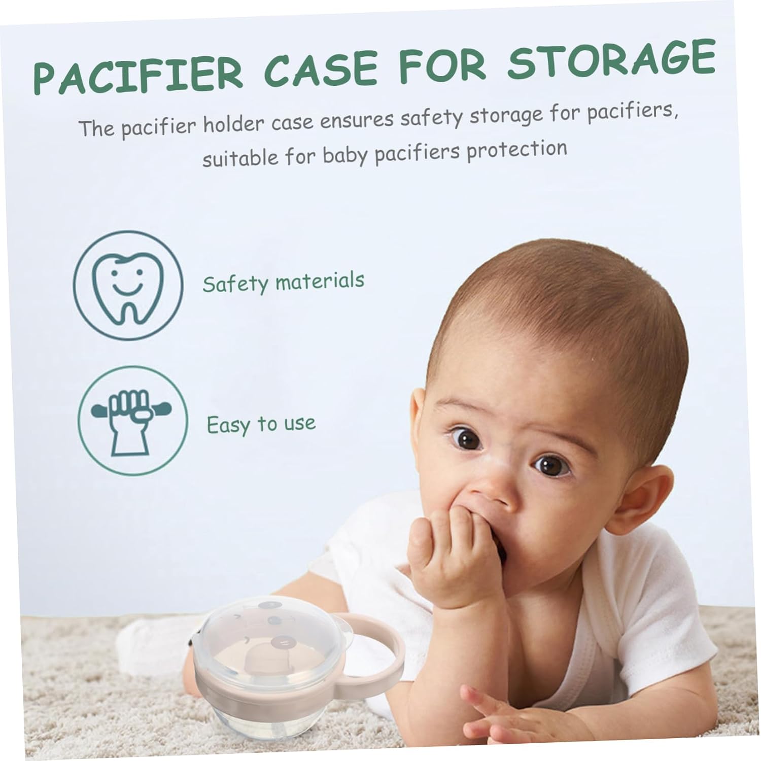2pcs Portable Pacifier Holder Cases Cute Pacifier Storage for Easy Access Travel-friendly Design Hook Dust Convenient for Strollers and Bags