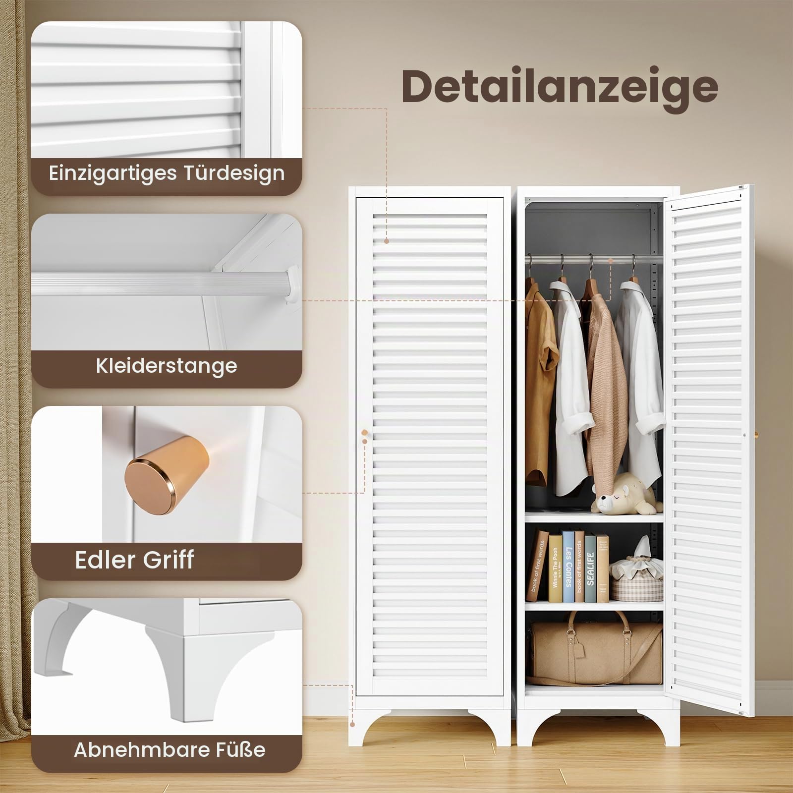 Sightlife Kleiderschrank Metallschrank Garderobenschrank 45B x 155H x 49Tcm