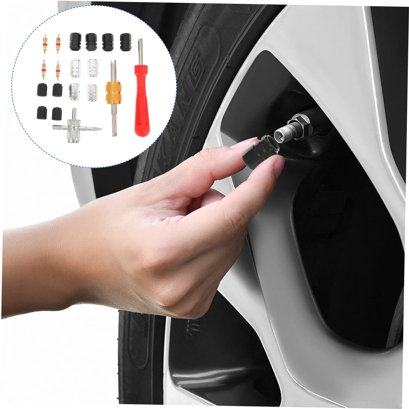 PRETYZOOM Tire Valve Installation Tool Multi-Function Wrench Kit for Car Bike Motorcycle Electric Vehicle