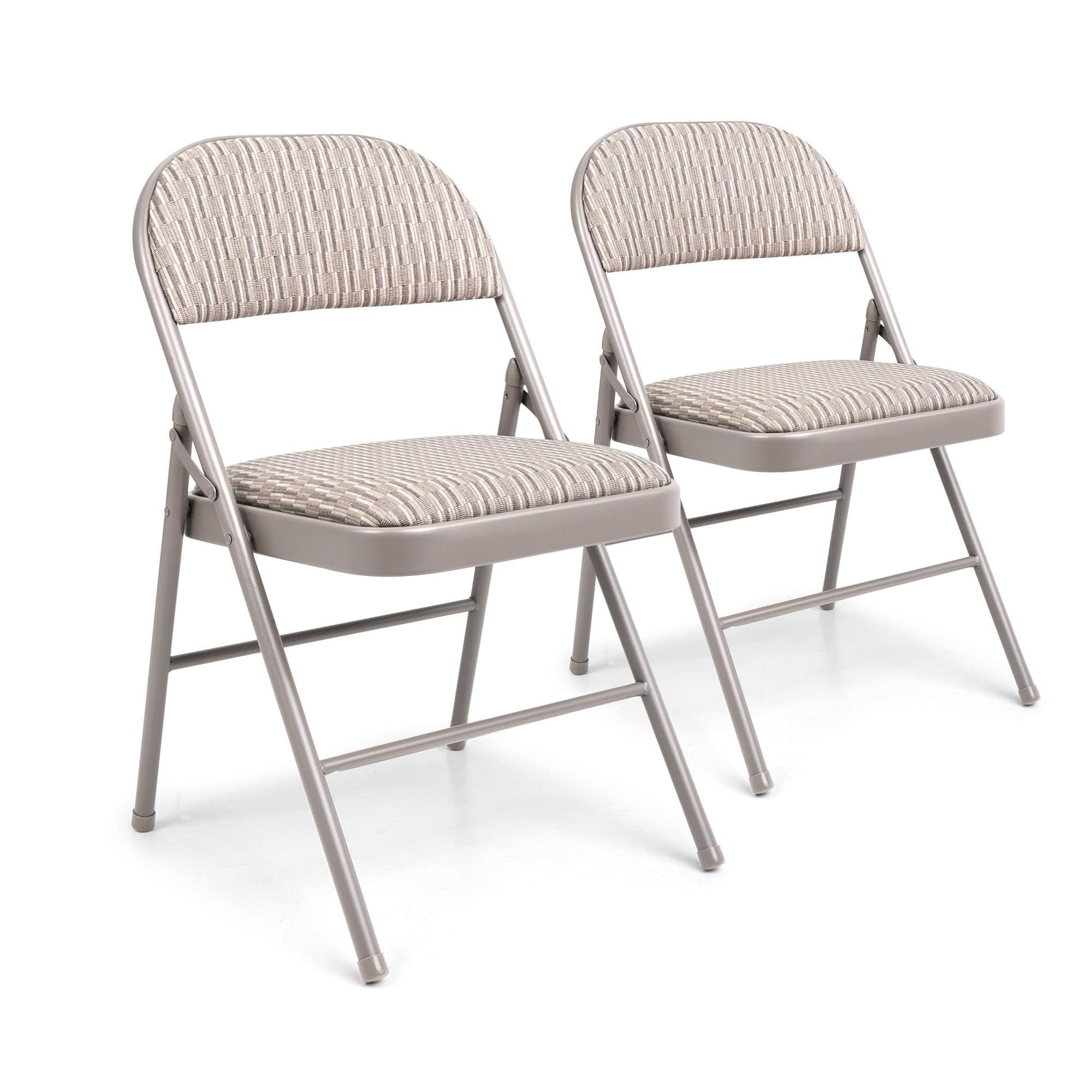 Crystals Deluxe Fabric Padded with Heavy Duty Steel Metal Frame Folding Back Rest Chair for Home Garden Office Computer Desk (2)