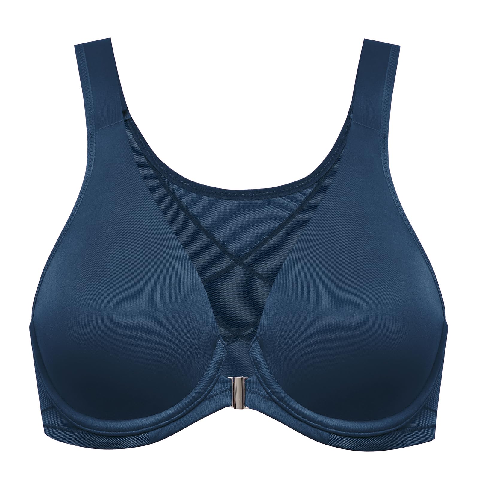 Delimira Women's Sargasso Front Fastening Bras Posture Plus Size Underwire Unlined Plunge Back Support Seamless Bra 38F