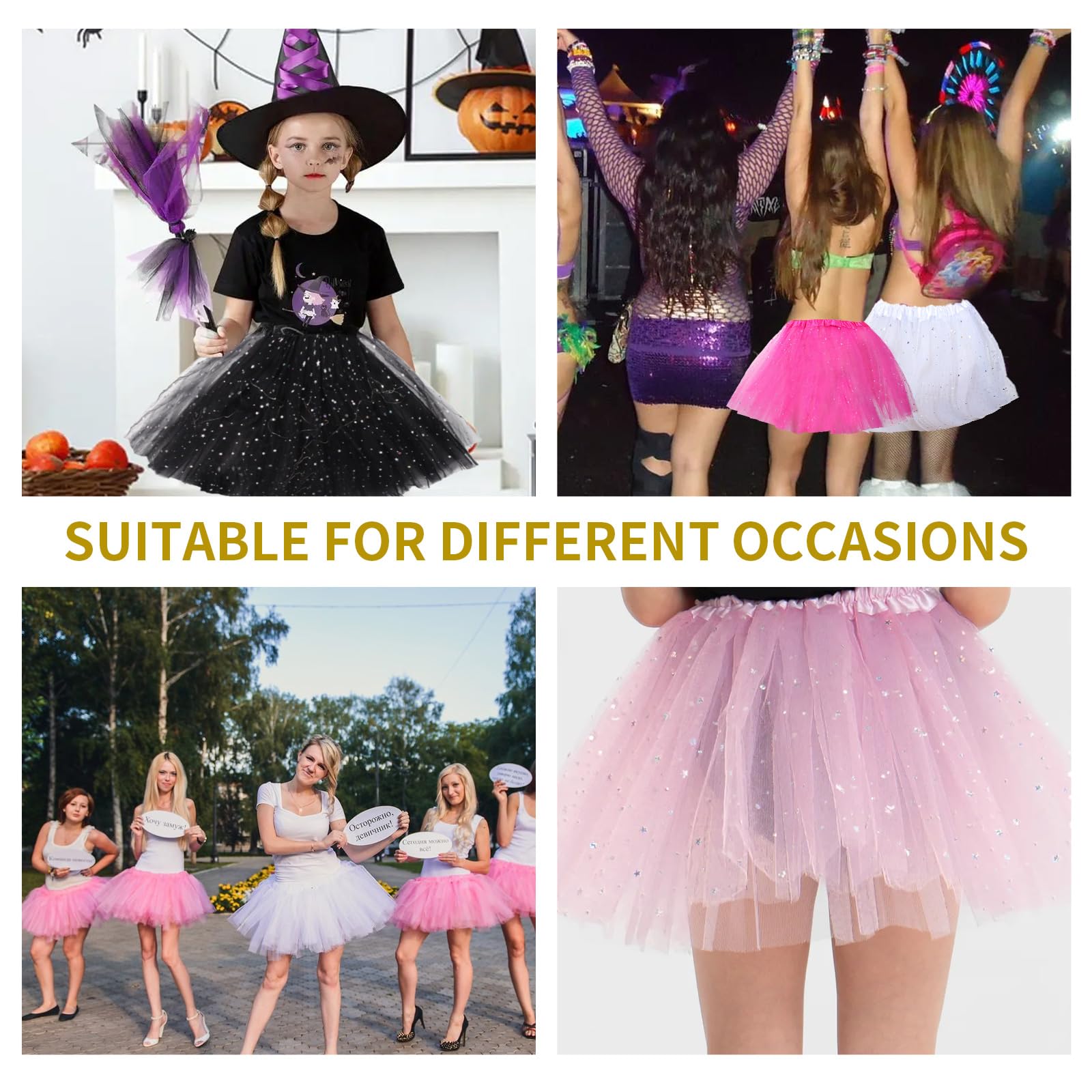 Mayoii Light Up Tulle Tutu Skirts for Women 3-Layer LED Tulle Dance Skirt with Sequin & Headband - Image 4
