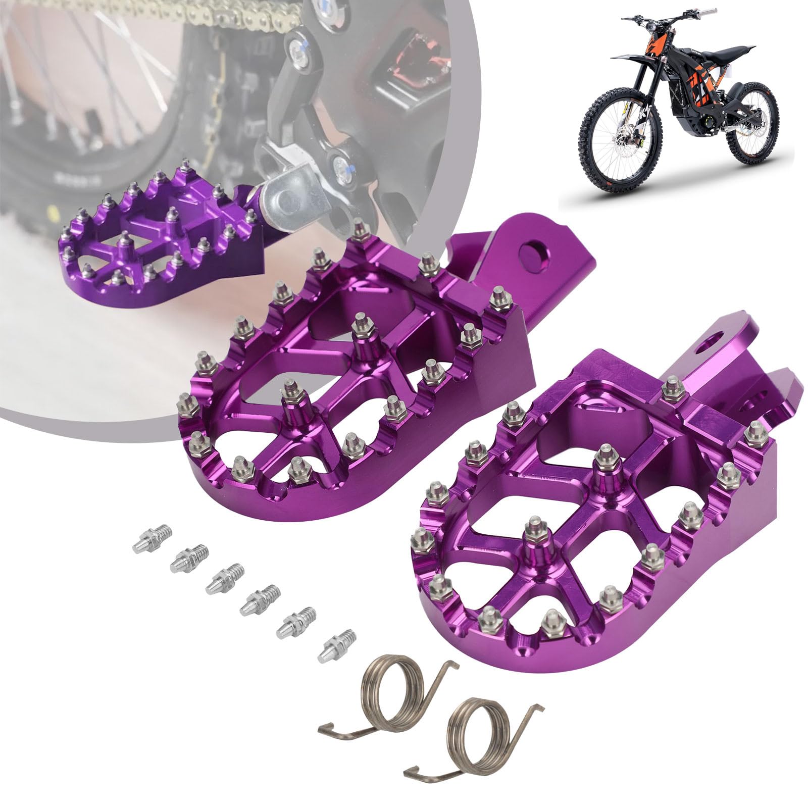 Repose Pied Moto,Cale Pied Moto en Alliage d'aluminium CNC Violet | pour Moto Cross Surron Light Bee X160 X260 Talaria Sting MX3/R MX4 X3/CRF150F 230F 03-19/E Ride Pro S SS 2.0 3.0