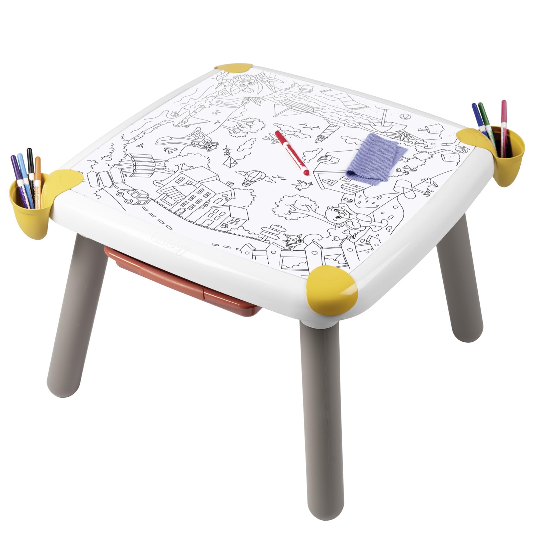 Smoby Mesa Creativa con Accesorios. Juego Educativo artístico de Dibujo borrable. A Partir de 3 años (7600420400)