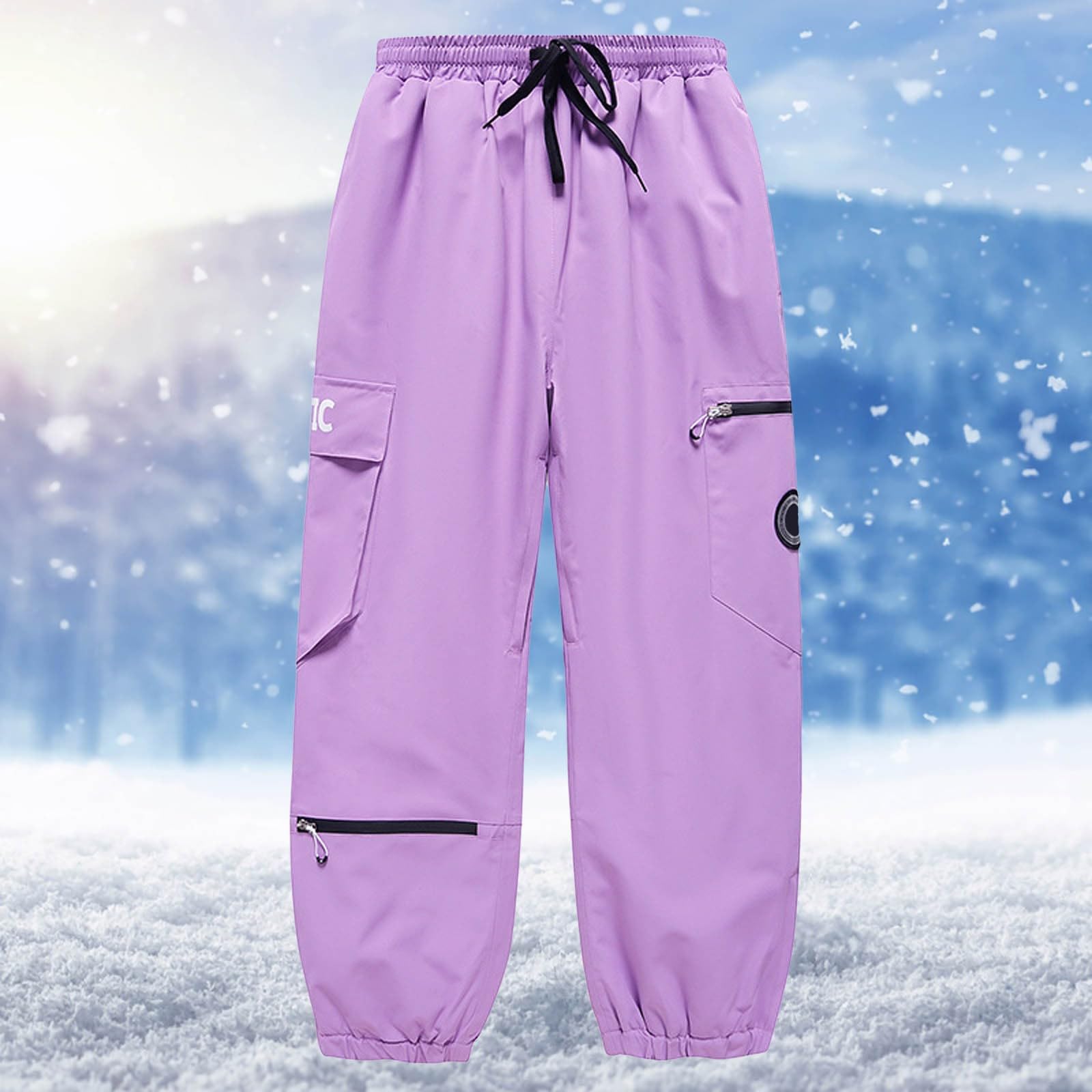 Generico Pantaloni da Neve Uomo Freddo Pantaloni Sci con Tasche Multiple Pantalone Neve Imbottiti Baggy Snowboard Pants Invernali Tecnici Trekking Antivento Salopette