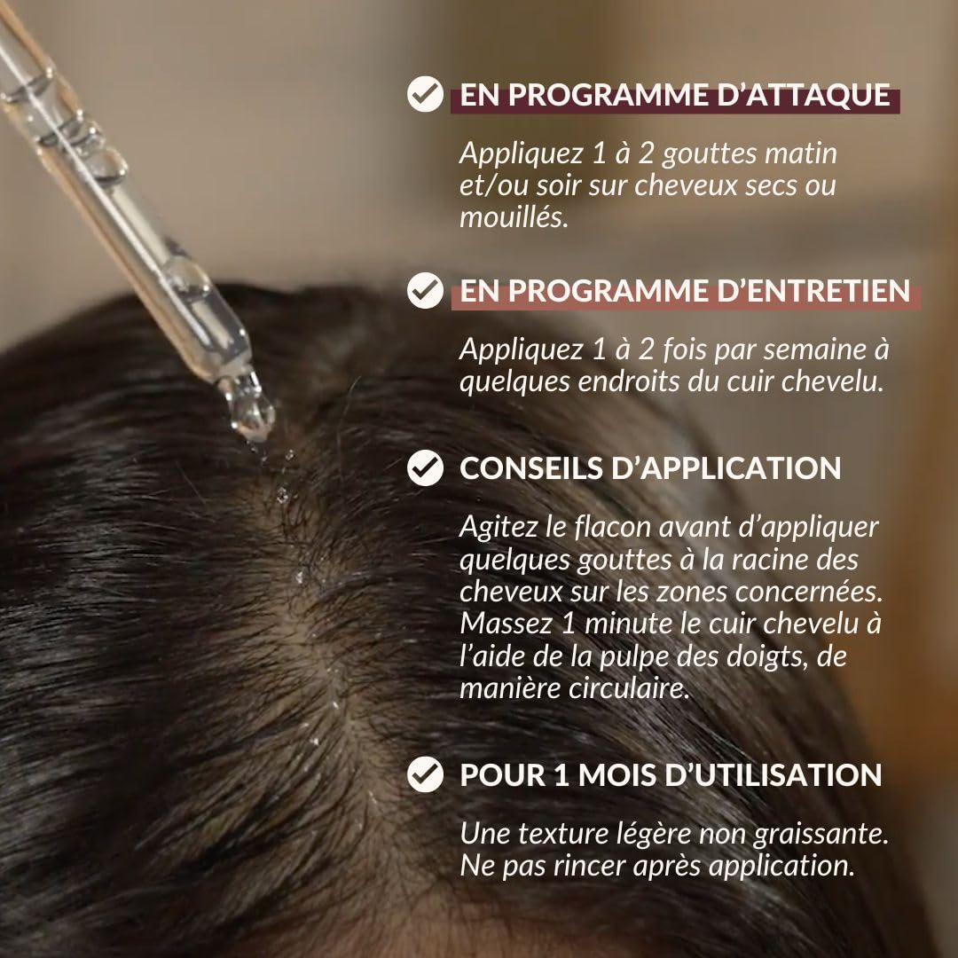 Serum pousse cheveux anti chute densifiant Keratine Aloe vera Gingko Biloba pousse de pois 50ml 1 mois