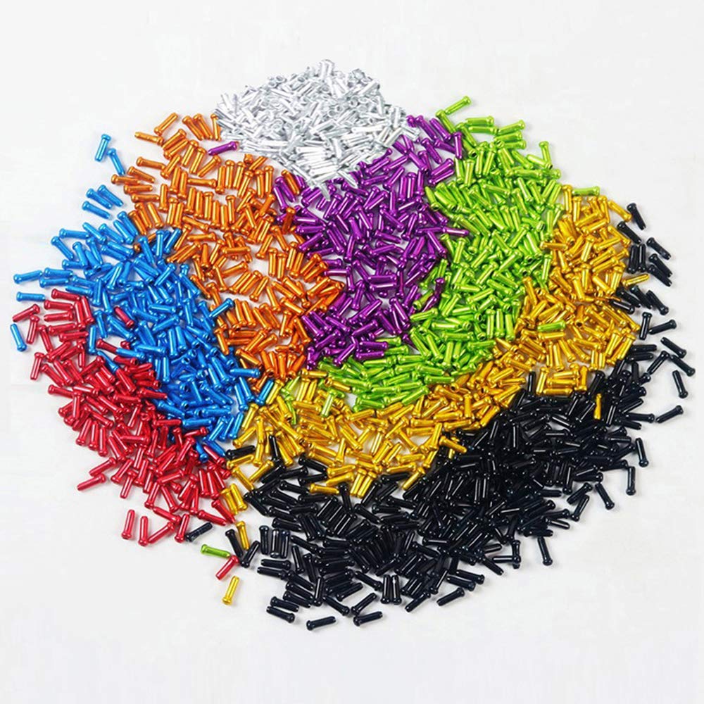 160Pcs Alloy Bicycles Brake Cable Caps End Tips Shifter Crimp Ferrules Caps for Road Mountain Bikes, 20pcs Each Color of Red Black Gold Silver Green Blue Purple Orange