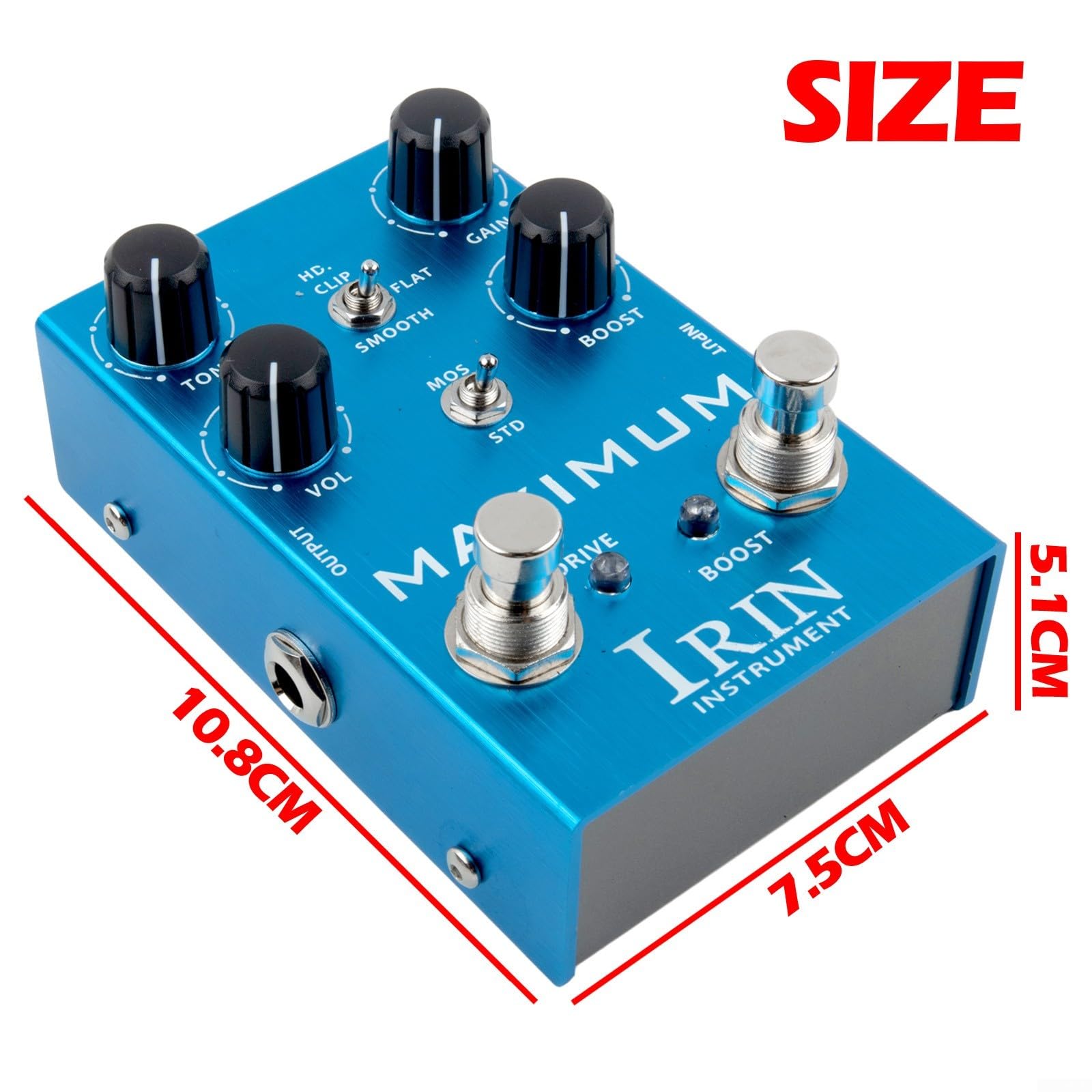 Pedal distorsionador de guitarra de aluminio con regulador de ganancia(B)