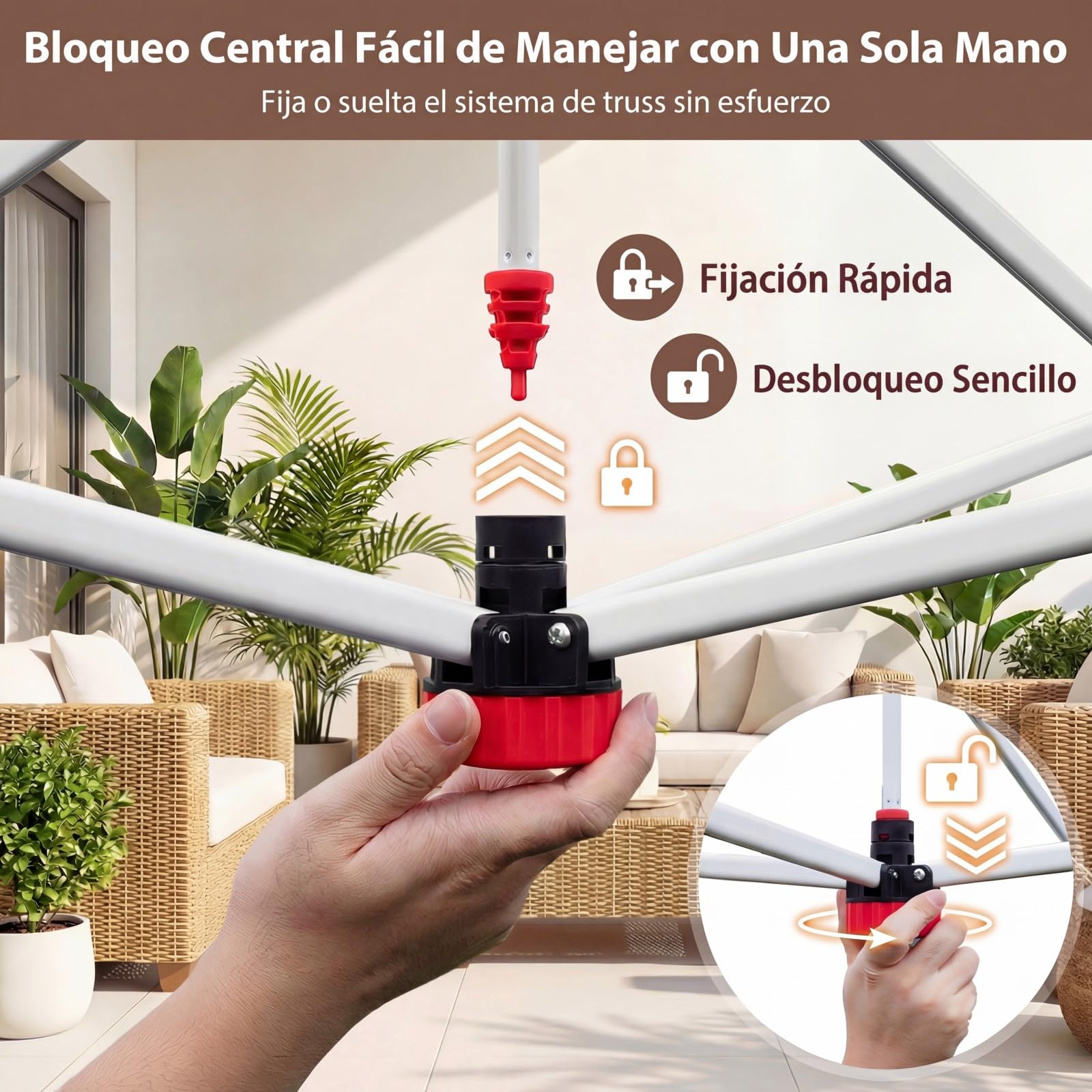 GOPLUS Carpa Plegable 3,5x3,5 cm, Cenador Pop-up de Jardín con 4 Mosquiteras Extraíbles, Altura Ajustable, Bolsa de Transporte, Protección Solar, Gazebo para Fiestas (Marrón,con Mosquiteras)