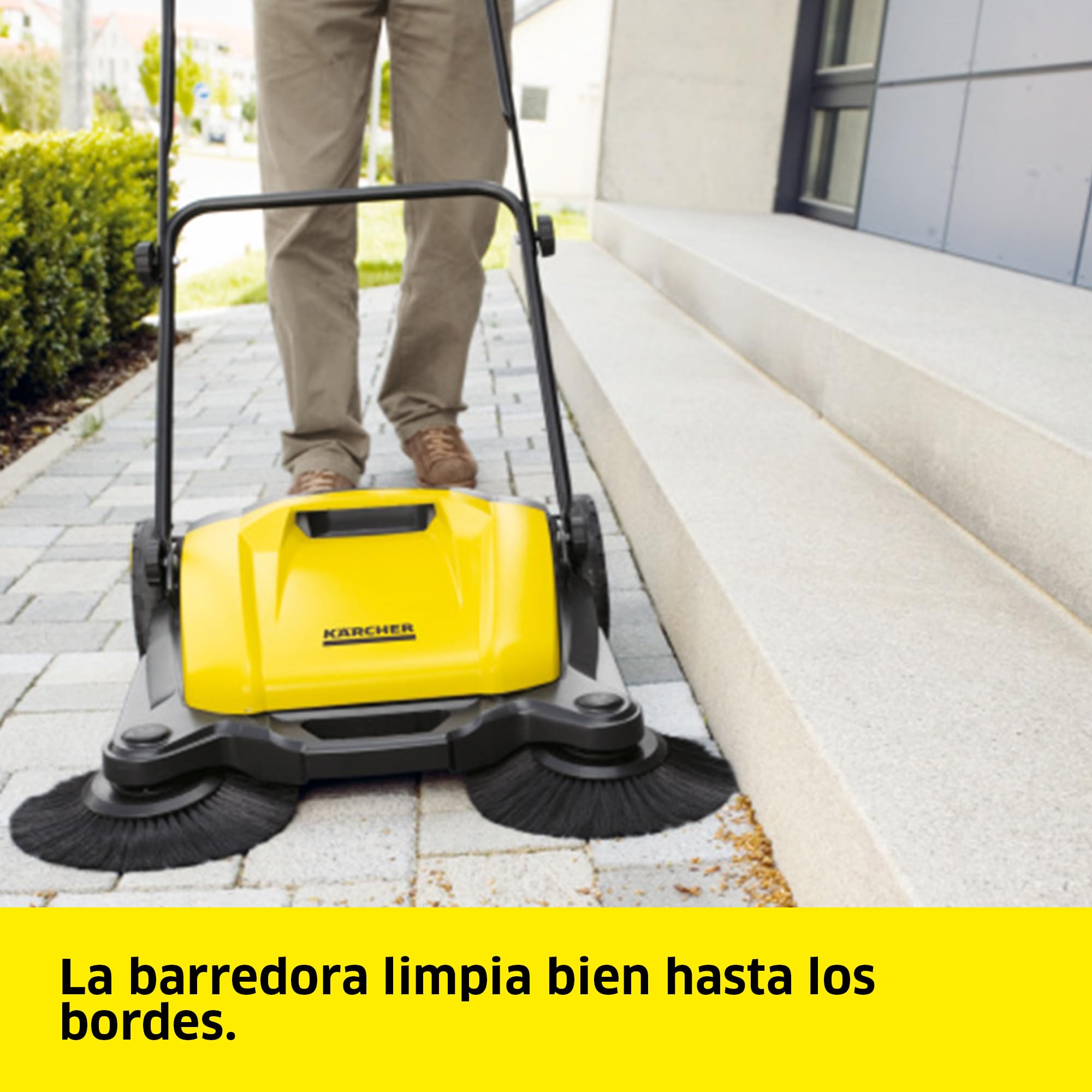 Kärcher S 3 Twin - Barredora 2 en 1, Ancho de Trabajo: 650 mm, hasta 1.800 m²/h de Superficie, contenedor: 16 l, Peso: 9,7 kg, 2 cepillos Laterales para Suciedad Seca, 2 cepillos Laterales para