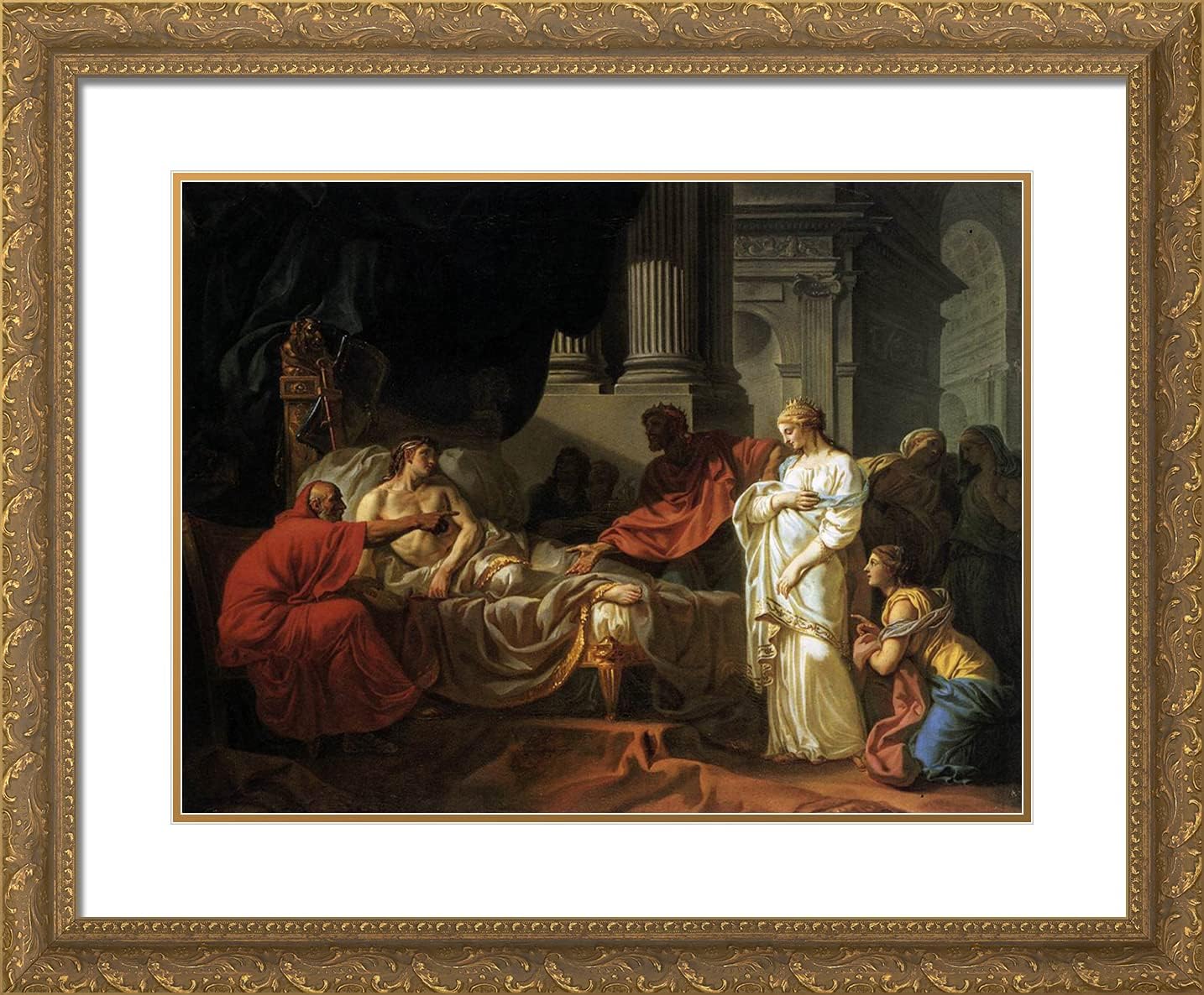 ArtDirect David, Jacques-Louis 24x20 Gold Ornate Framed Art Print with Double Matting Titled: Antiochus and Stratonice