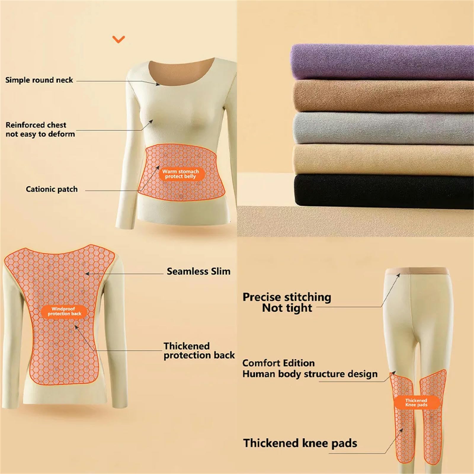 MdybF Conjuntos Térmicos para Mujer Ropa De Ropa Interior Térmica para Mujeres Ropa De Invierno Lencería Tibia para -Mujeres Moradas-L (47-55 Kg)