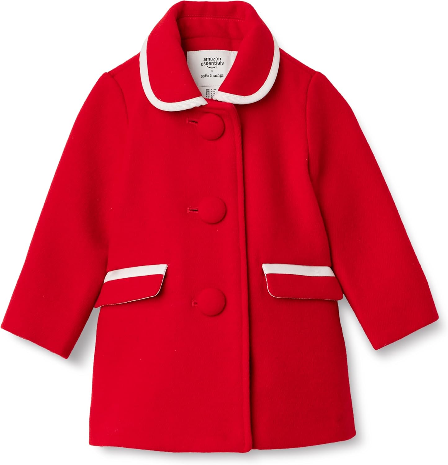Amazon Essentials x Sofia Grainge Toddler and Baby Girls' Wool Blend Coat