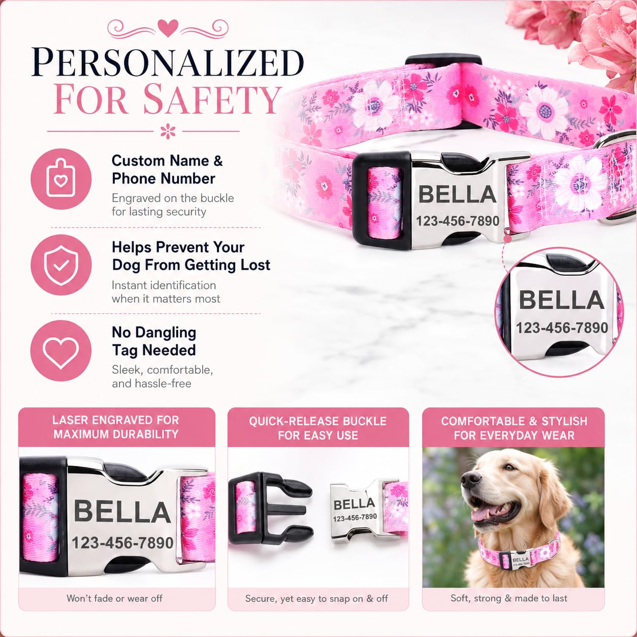 【レコード】愛犬首輪・他数点 Amazon | SLZZ カスタムパーソナライズド犬の首輪 刻印ネーム&電話番号