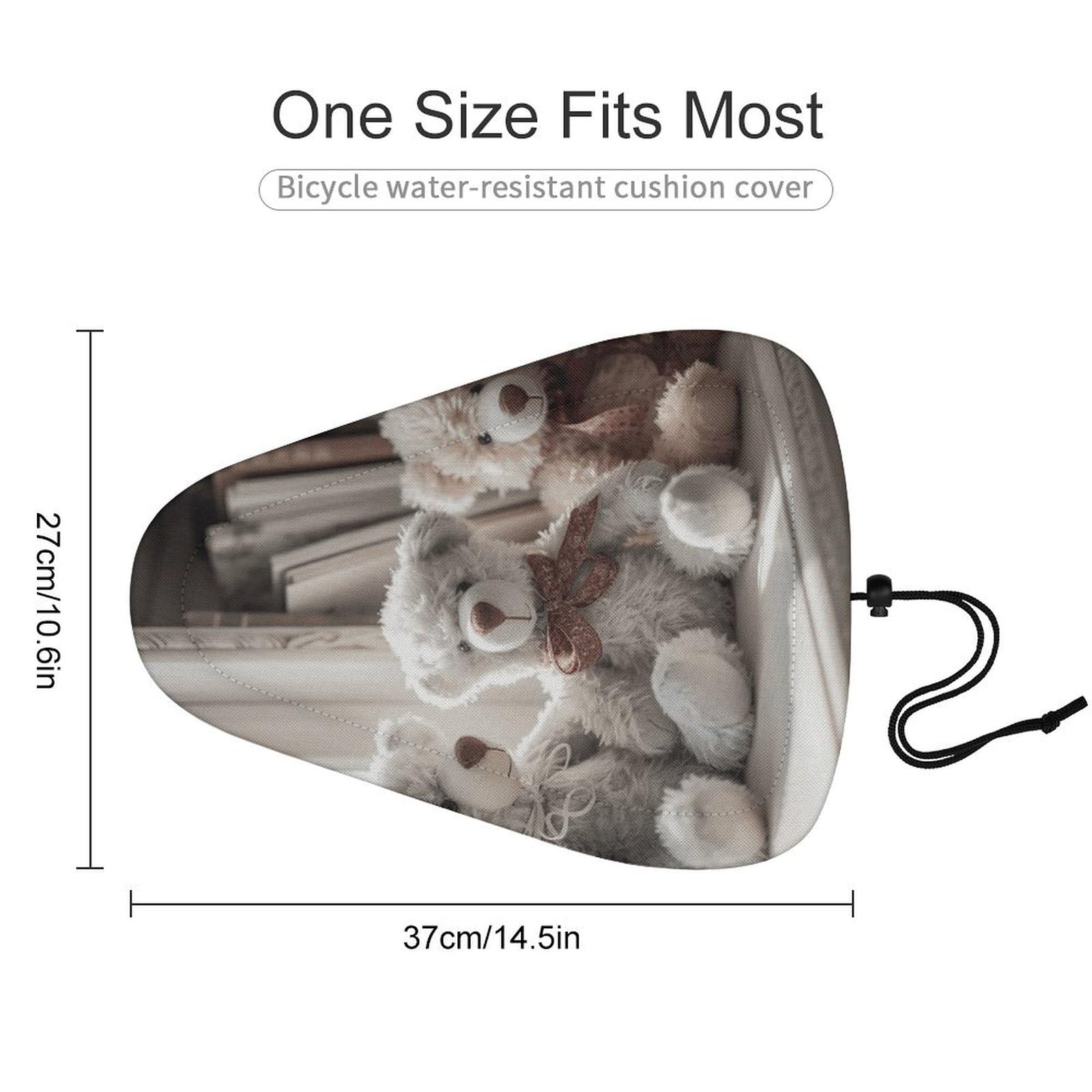 Bear Sitting on Shelf Bike Seat Cover for Men Women, Waterproof & Dustproof Bike Seat Cushion with Drawstring, Adjustable Bicycle Saddle Cover for Or Rain & Sun Protection