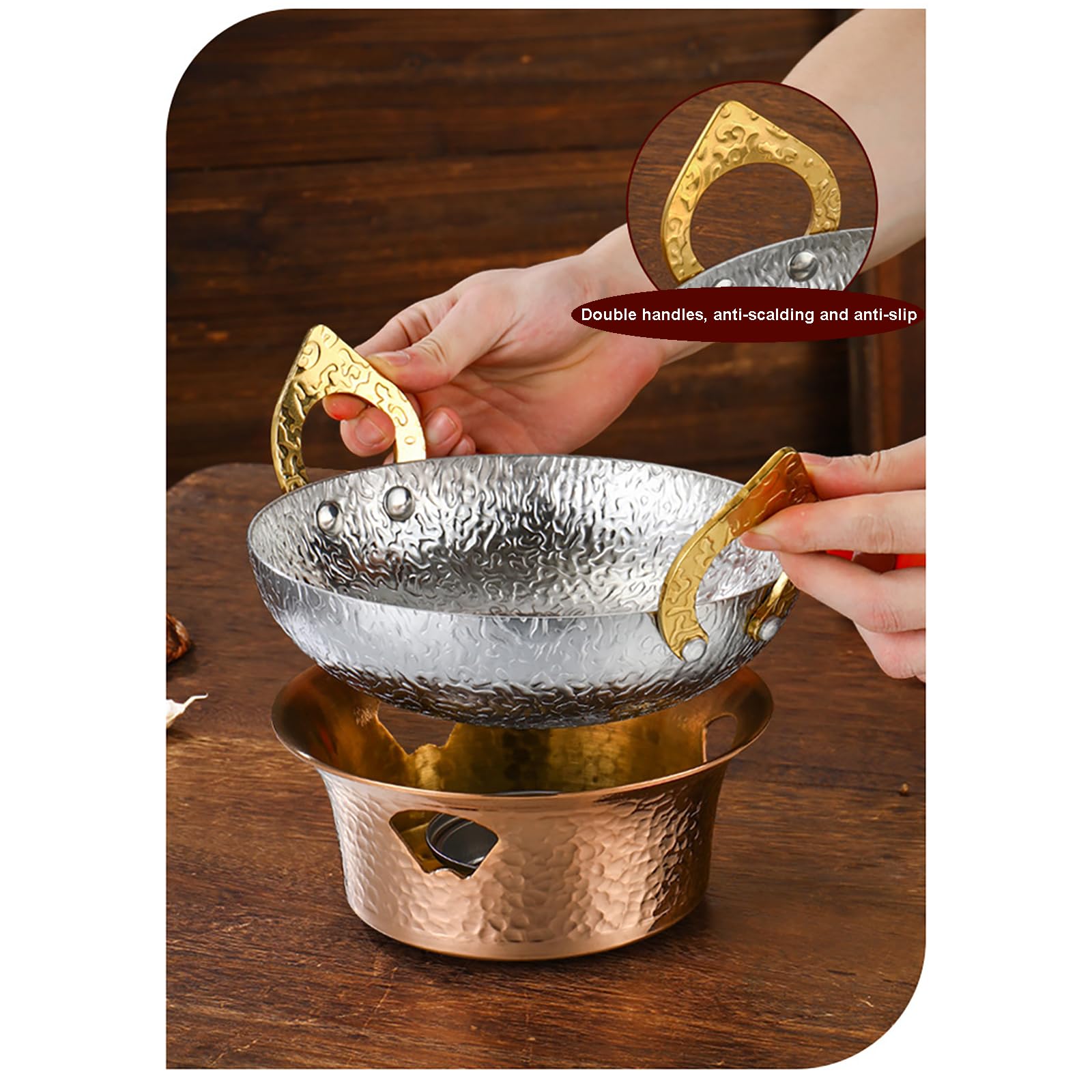 Juego de platos calentadores de alimentos para buffet con doble mango y estufa de cocina, vajilla de acero inoxidable 304 para bodas, fiestas, banquetes, eventos