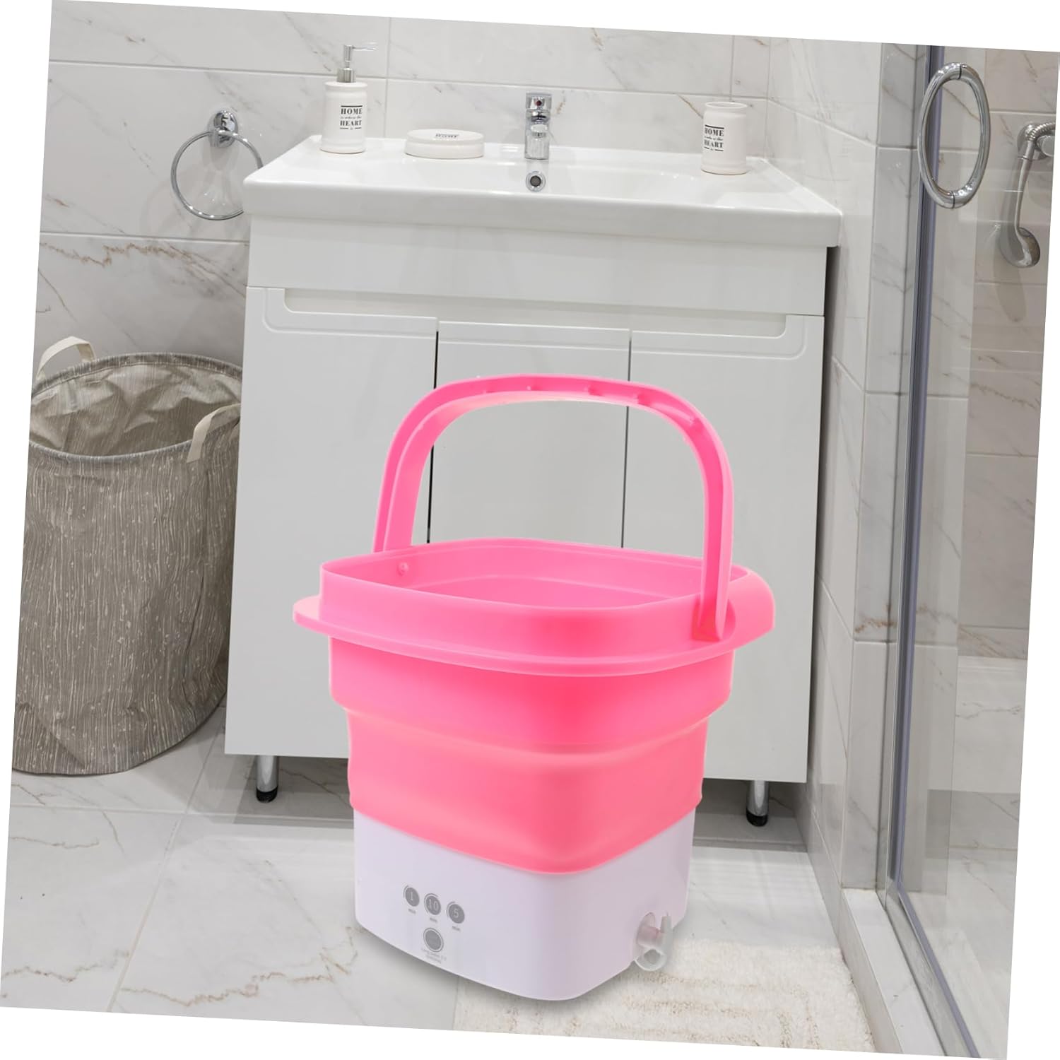 jojofuny Portable Mini Washing Machine Collapsible Laundry Bucket Foldable Laundry Machine Compact for Camping Travel Apartment Rv