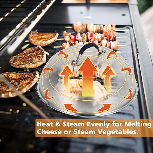 Miniatura 4 de SHINESTAR Prensa de plancha de hierro fundido con cúpula de fusión de 12 pulgadas para plancha Blackstone, parrilla superior plana y accesorios de