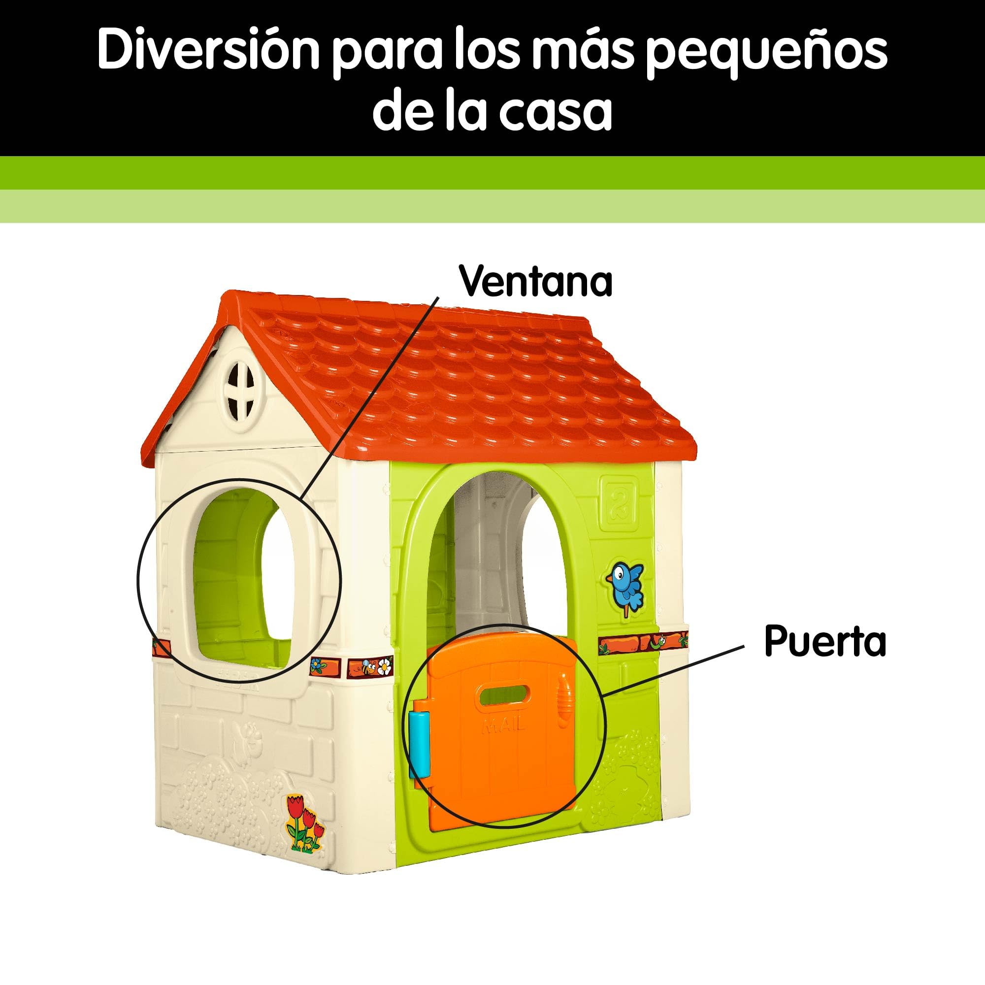 FEBER Fantasy House, Casetta Per Bambini con Porta Apribile, per Giocare in Casa o all'Aperto, Multicolore, Resistente e Facile da Montare, per Bambini e da 2 a 6 Anni, FEH17000
