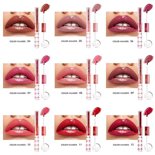 Miniatura 6 de BONNIE CHOICE 12Pcs Liquid Lipstick with Clear Lip Gloss, Dual Ended Moisturizing Lip Stain Makeup Set, Waterproof Long Lasting Quick-drying