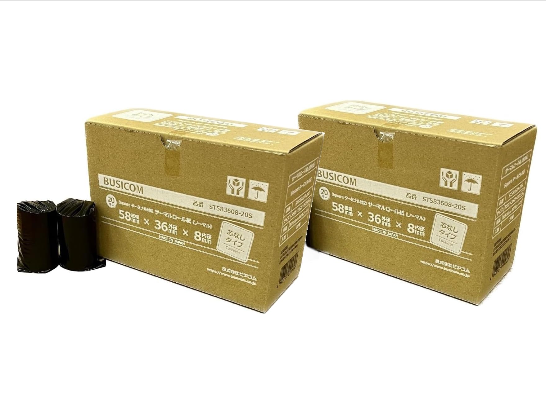Amazon.co.jp: ビジコム 純正 国産 感熱レジロール紙 20巻x2箱 芯なし