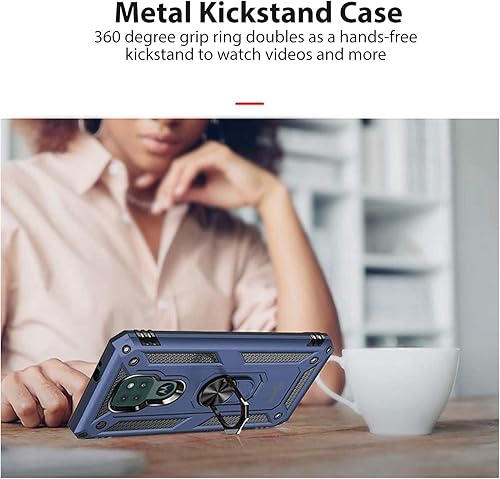 Miniatura 4 de CoverON Soporte de anillo diseñado para Motorola Moto E7, funda resistente para teléfono, soporte magnético, color azul marino