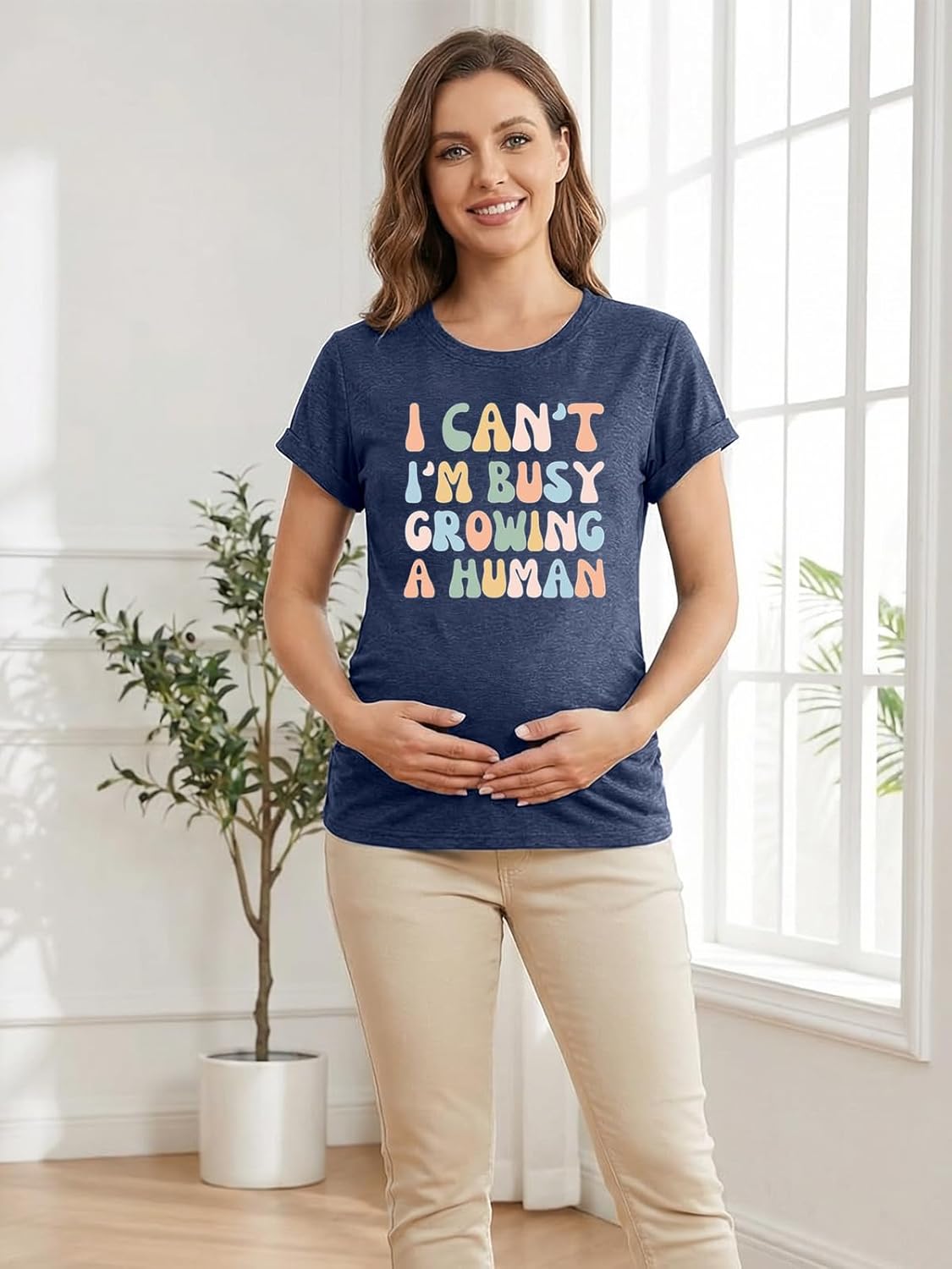 Mama Shirts for Women Funny Pregnancy Announcement Shirt Boy Mom Graphic Tee Tops Moms Club Outfits - Image 2