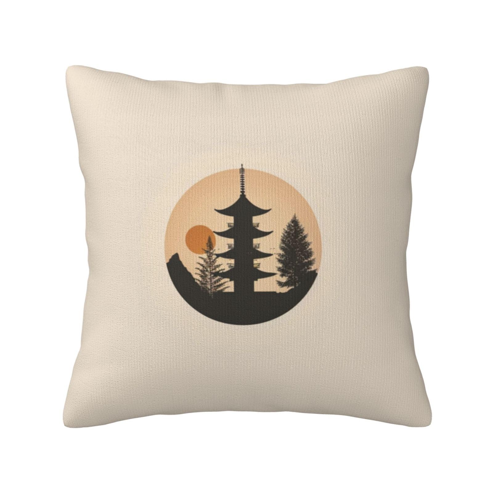 Amazon.co.jp: クッションカバー 45×45cm 和風 寺 太陽 和柄 抱き枕