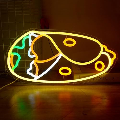 Hot Dogs - Letrero de neón LED con forma de Hamburgo de 15.7 x 7.8 pulgadas, deliciosa lámpara de luz de comida rápida para perros calientes para el