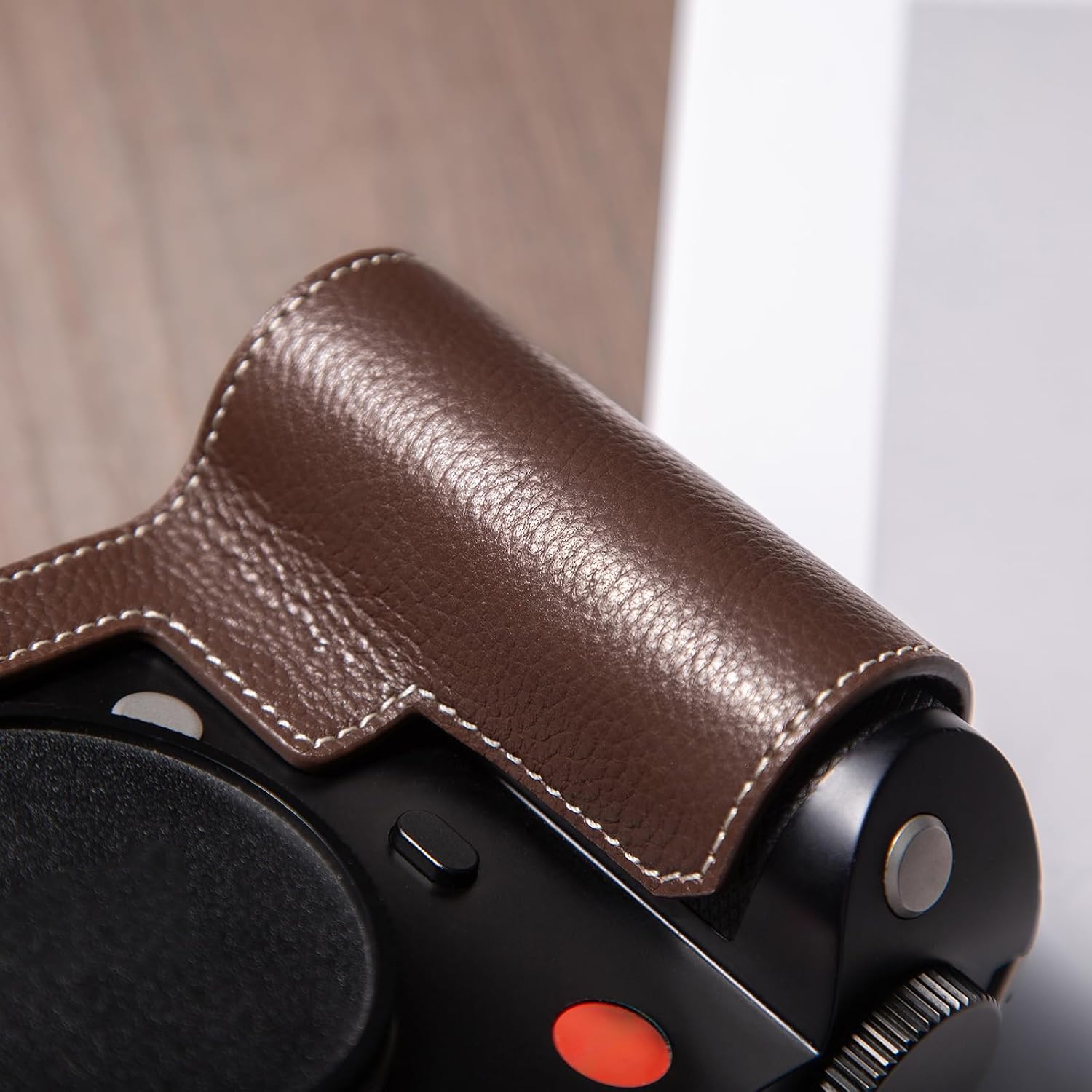 Half Leather Case For Leica SL/SL2 Retro Protective Cover with Strap Open Bottom for Direct Battery SD Card Replacement (Coffee Brown) image 3