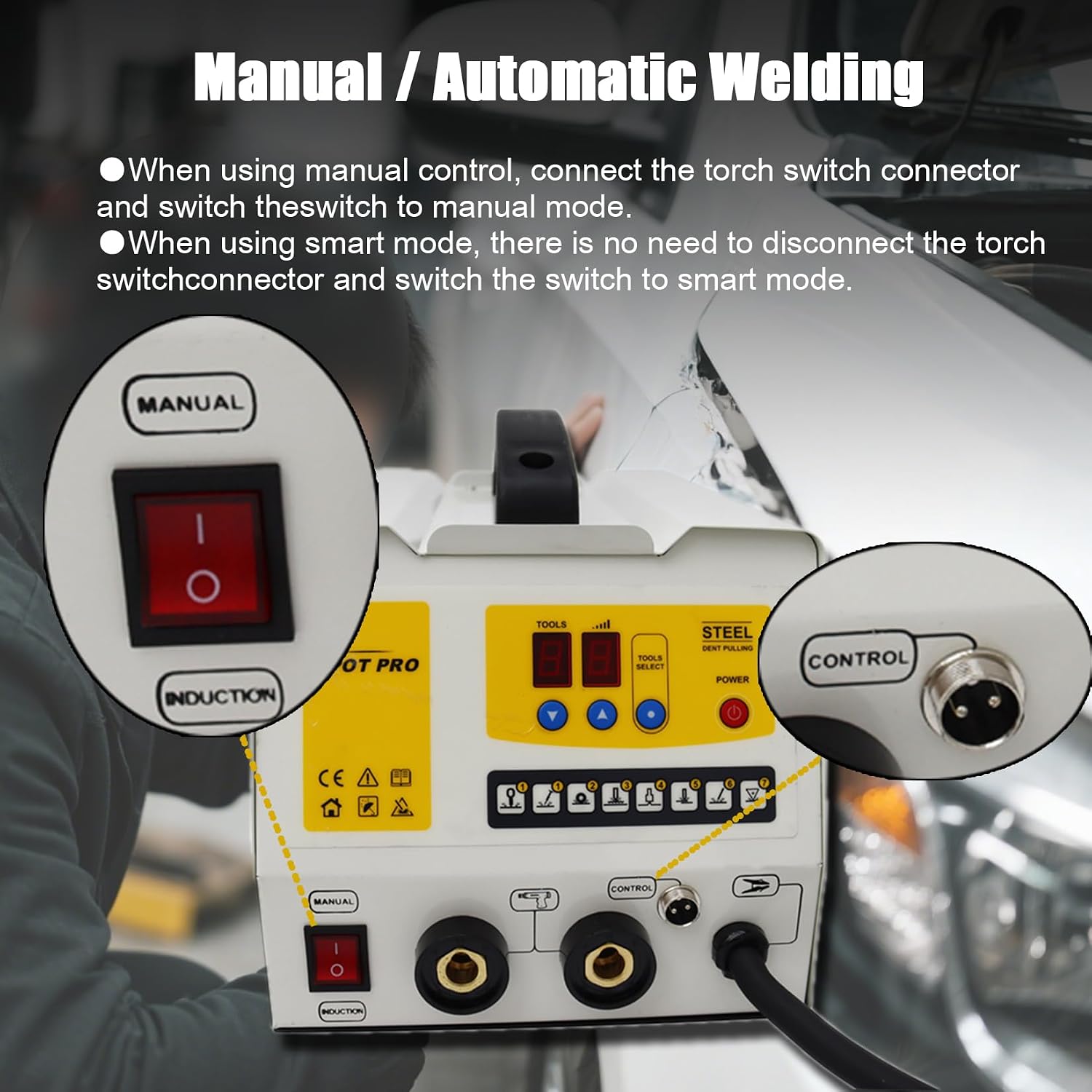 Spot Welder Machine Steel Dent Puller Macine Dent Rpair Kit with Workbench 7 Welding Modes 220v 3kw Steel Body Dent Pulling Machine for Car Truck Motorcyle