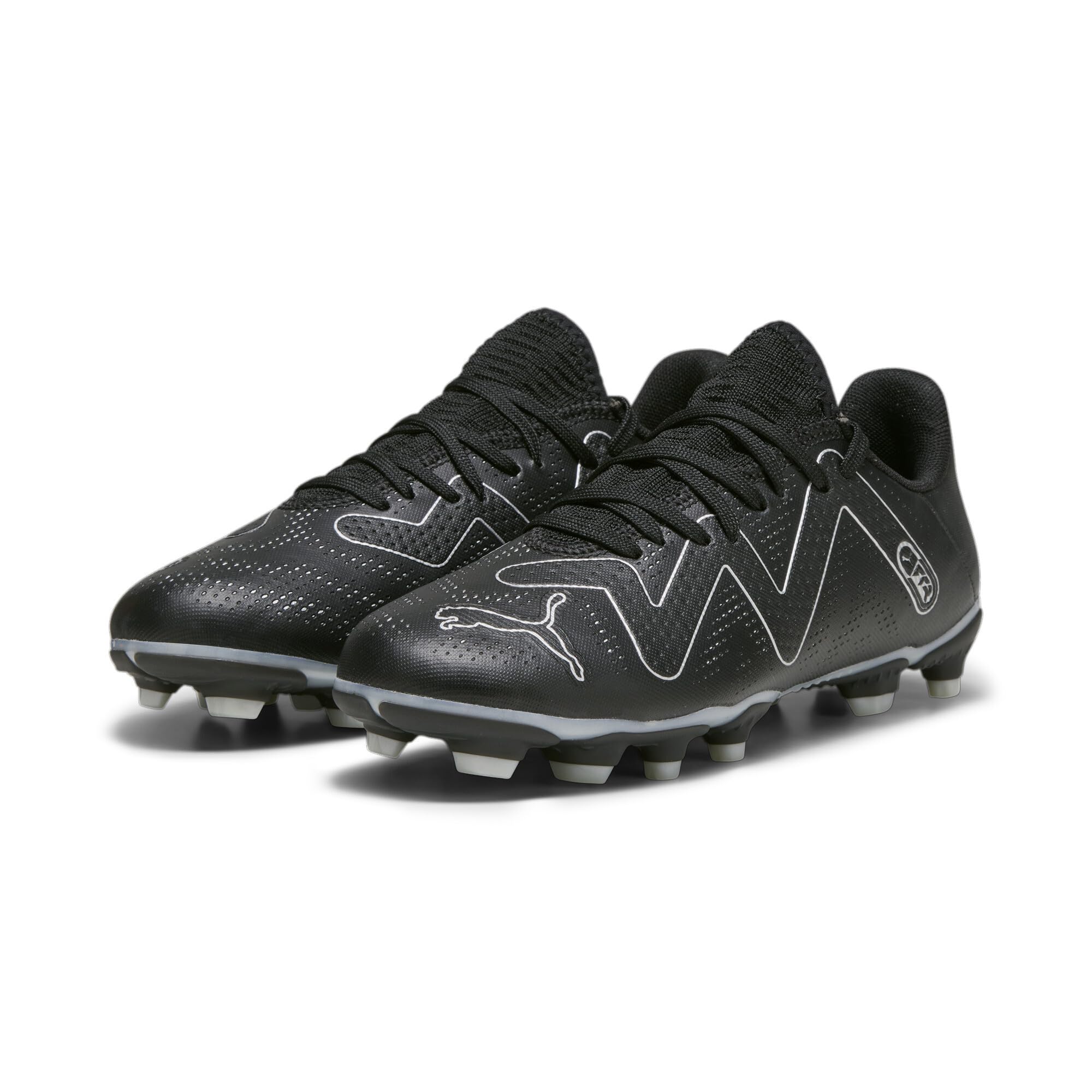 PUMA Future Play FG/AG Kids Football Boot Black/Silver Eclipse - UK 11