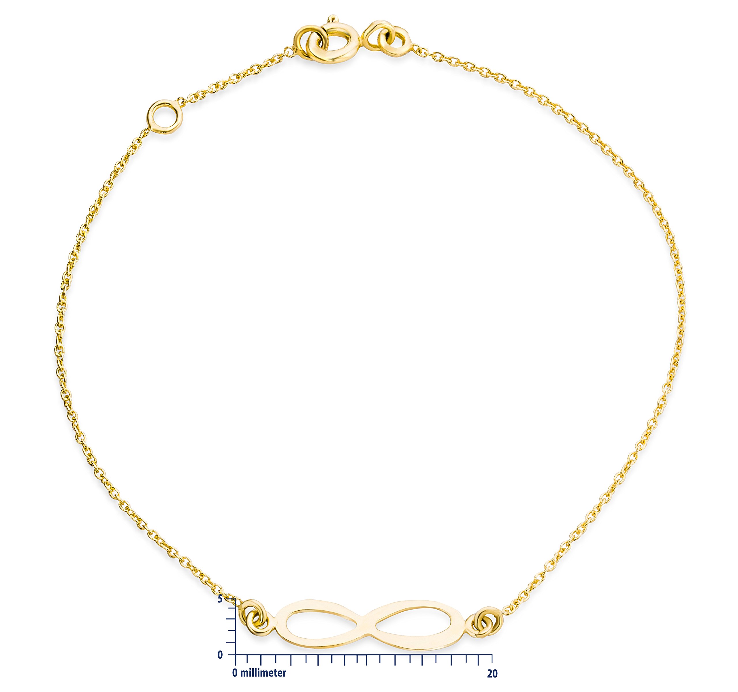 Miore Bracciale Donna Oro Giallo 9 Kt / 375 con Catena, con simbolo Infinito - Infinity Cm 18