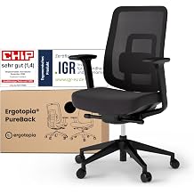 Ergotopia PureBack Ergonomic Office Chair - Ergonomic Desk Chair with 4 D Armrests & Synchronous Mechanism - Office Chair Ergonomic Test Winner - Comfortable Office Swivel Chair for Healthy Sitting