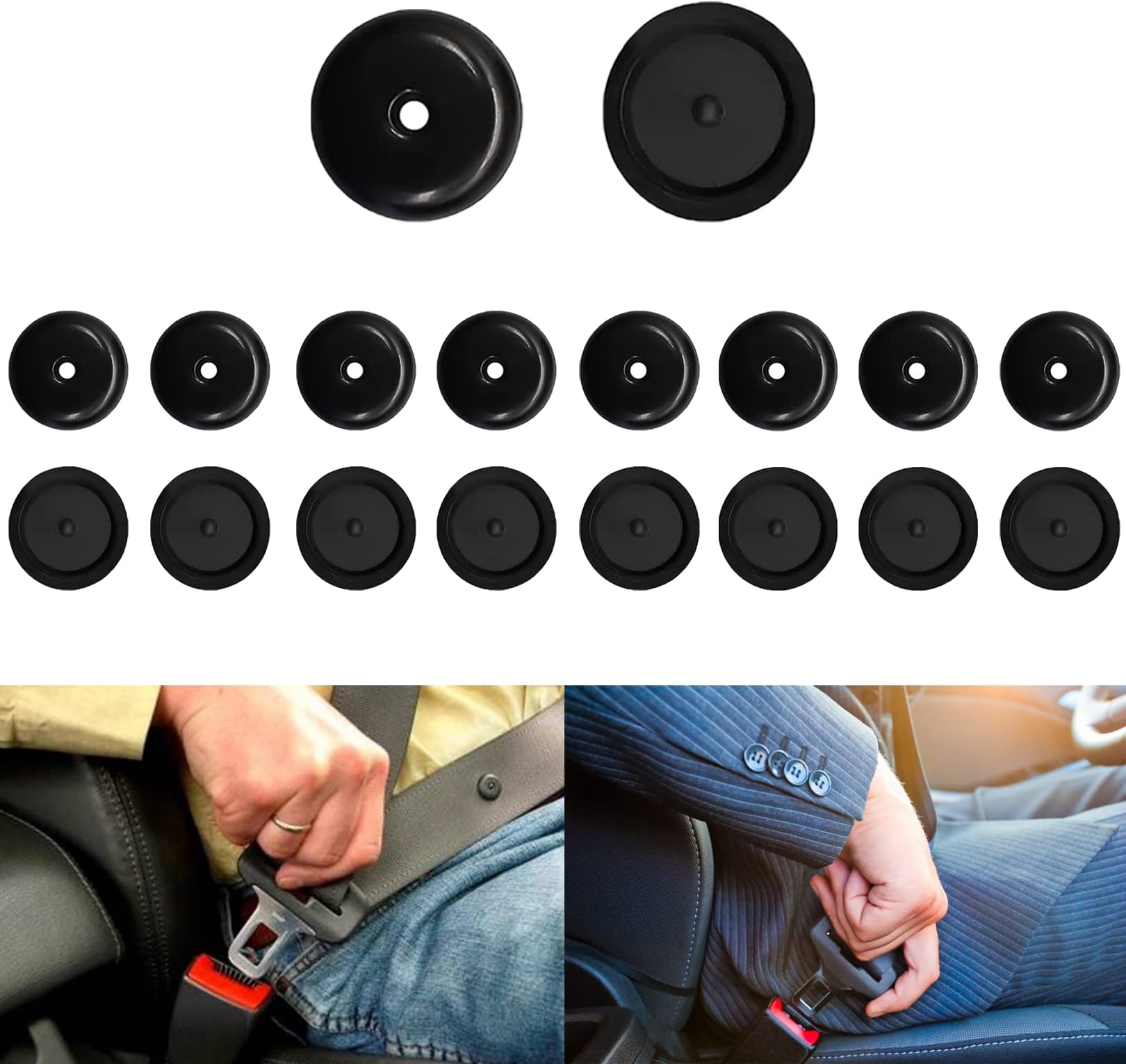 10 Pairs Seat Belt Stop Buttons Anti- slip Practical Seat Belt Retainer Buckle Buttons,Seat Belt Stop Button Buttons Prevent Seatbelt Buckle from Sliding Down No Welding Required(black)