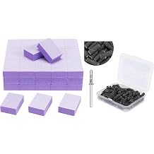 50 PCS Mini Nail Buffer Blocks 80/100 Grit & 100 PCS 3.1mm Sanding Bands with Mandrel 180 Grit Bundle Professional Manicure & Pedicure Kit