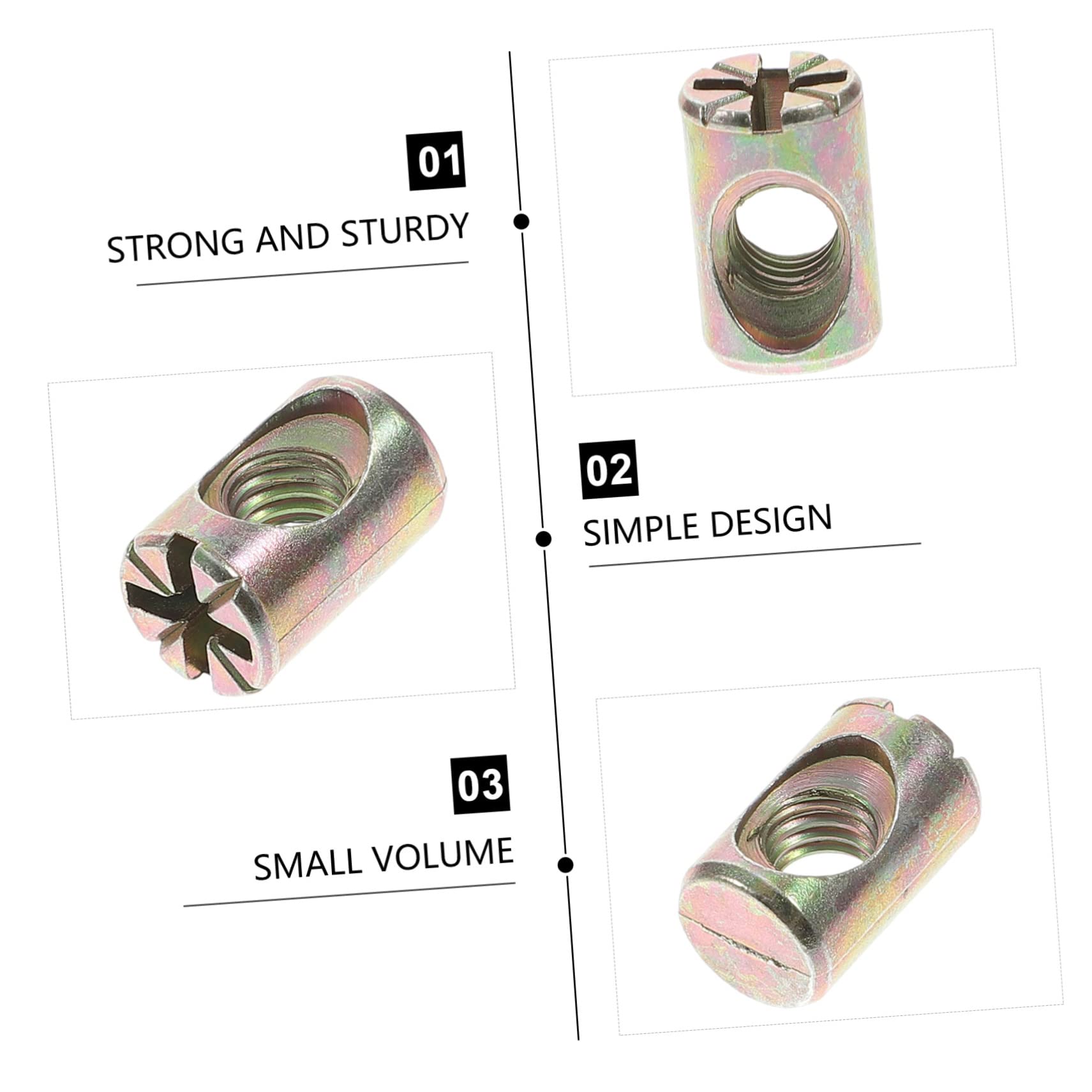 ABOOFAN 20Pezzi Barrel Nut Kit Ricambio per Fissaggi Mobili Slot per Letti e Culle Materiale in Zinco Resistente e Durevole