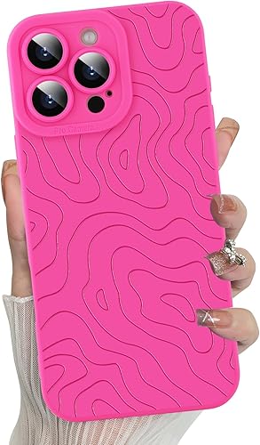 Miniatura 88 de MZELQ Funda para iPhone 14 Pro Max, diseño de ondas de silicona con ondas lindas, protección de cámara, funda delgada suave para teléfono - Blanco