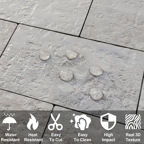 Miniatura 3 de DICOFUN 1 hoja de azulejos de pared para salpicaduras, 12 x 12 pulgadas de grosor de PVC para salpicaduras de cocina